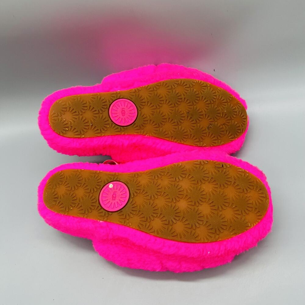 UGG Shoes Womens 7 Pink Shearling Fluff Yeah Slide Slingback Logo Strap Slippers - Picture 8 of 11